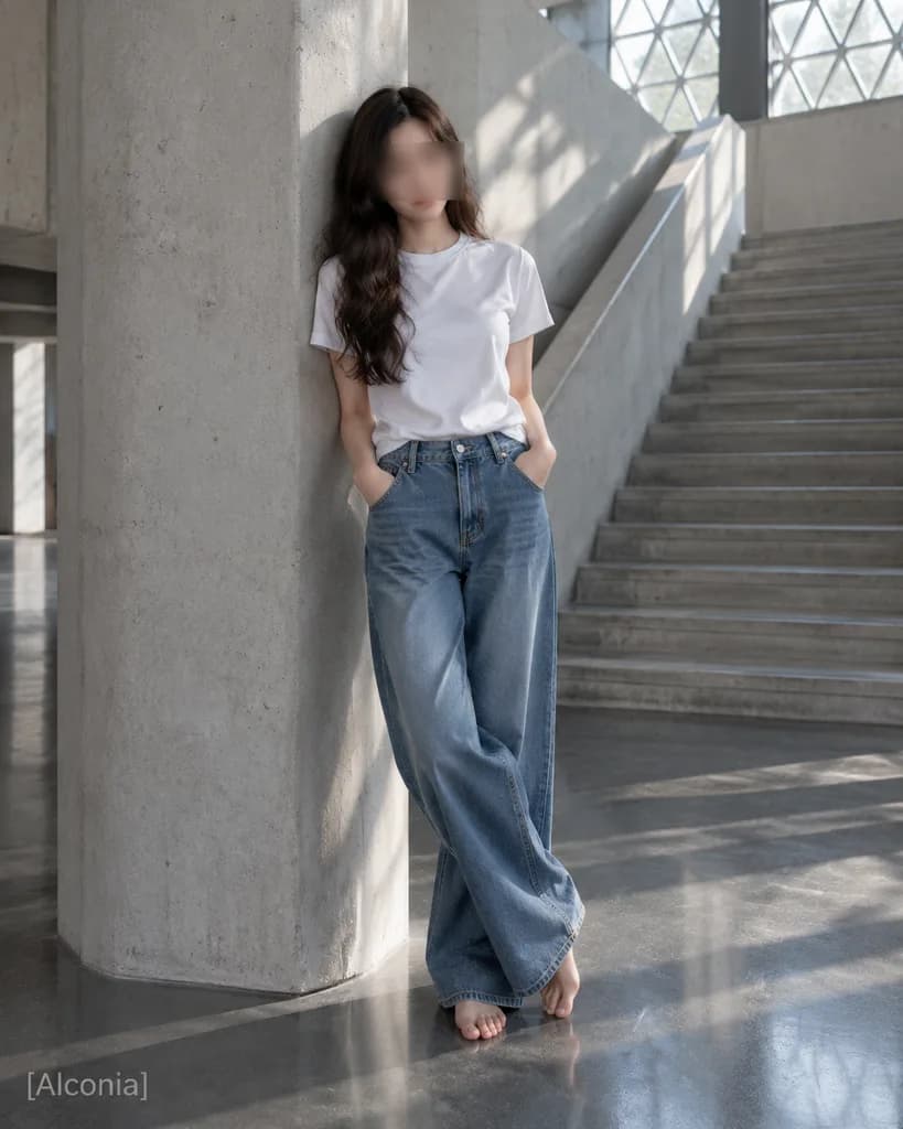 Minimalist Concrete Stairwell Fashion Portrait