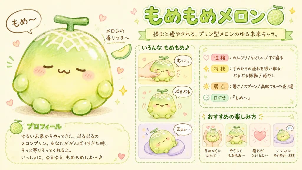 かわいいメロンプリンのマスコット設定画