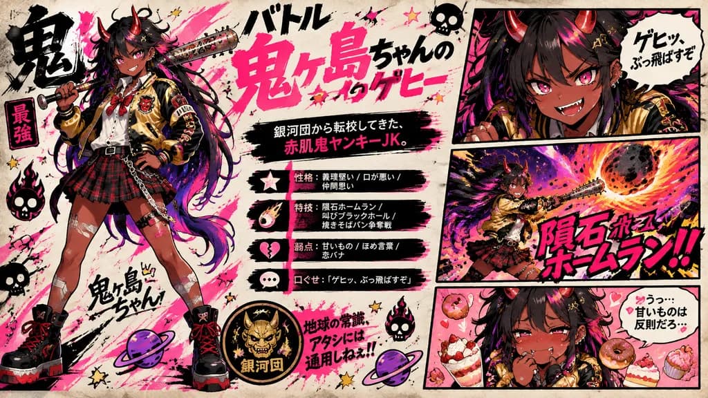Oni Delinquent Manga Character Sheet
