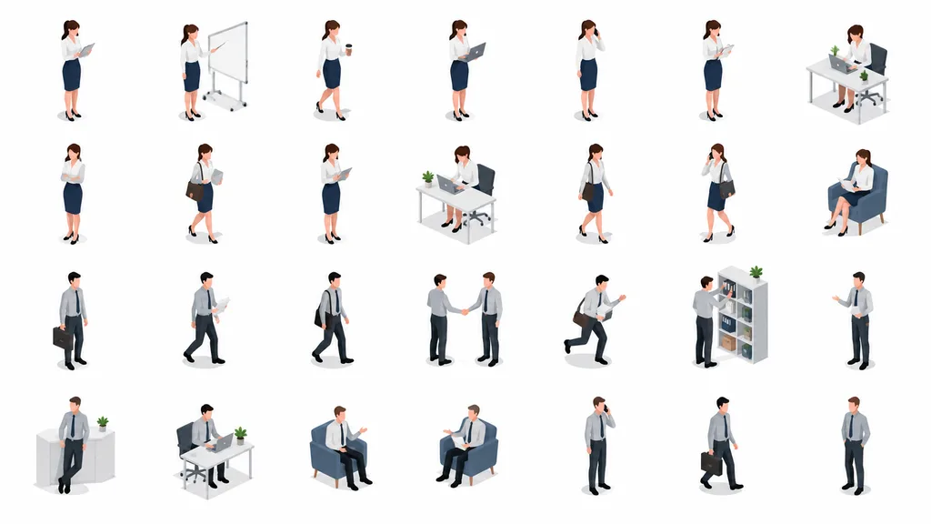 Isometric Office Character Asset Sheet