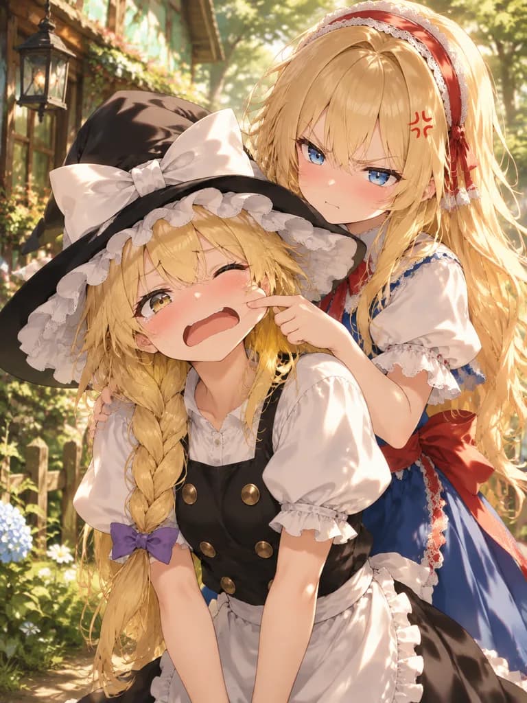 Anime Witch Cheek Pull in Garden