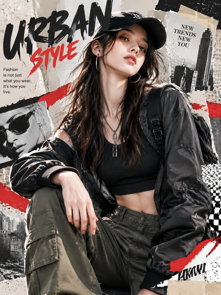 Urban Fashion Editorial Collage Poster