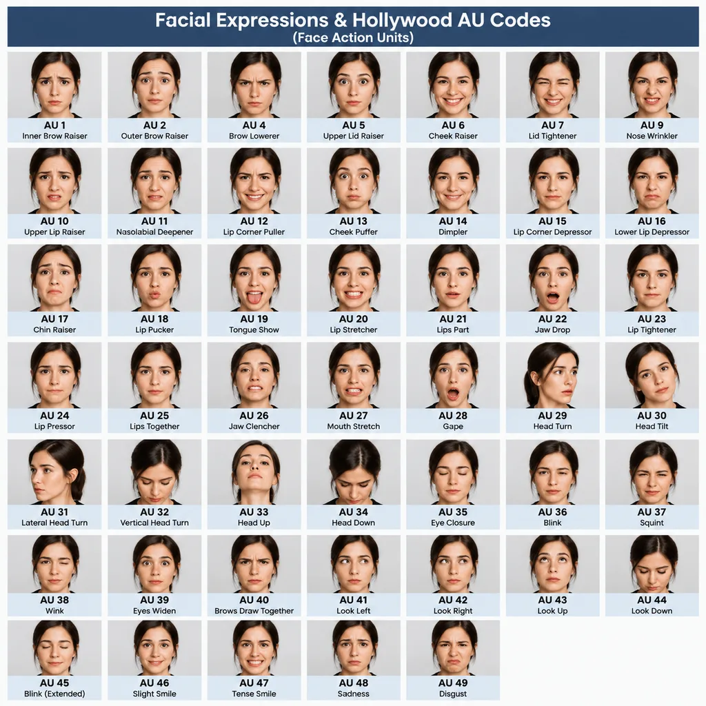FACS Facial Action Unit Grid Chart