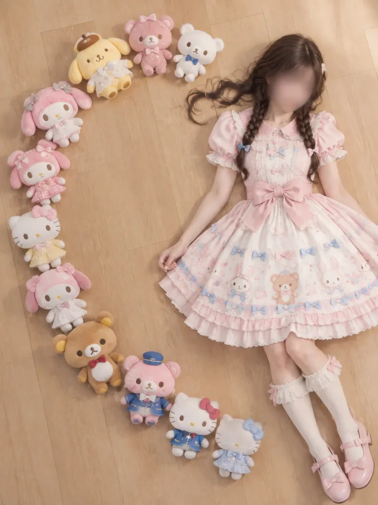 Overhead Lolita Portrait with Plush Toys