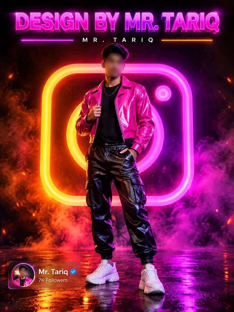 Neon Instagram Cyberpunk Fashion Poster
