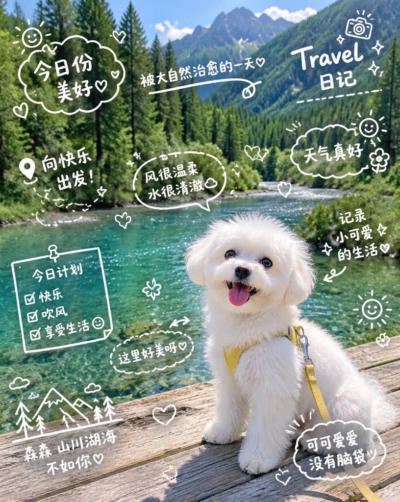 Dog Outdoor Travel Diary with Doodles