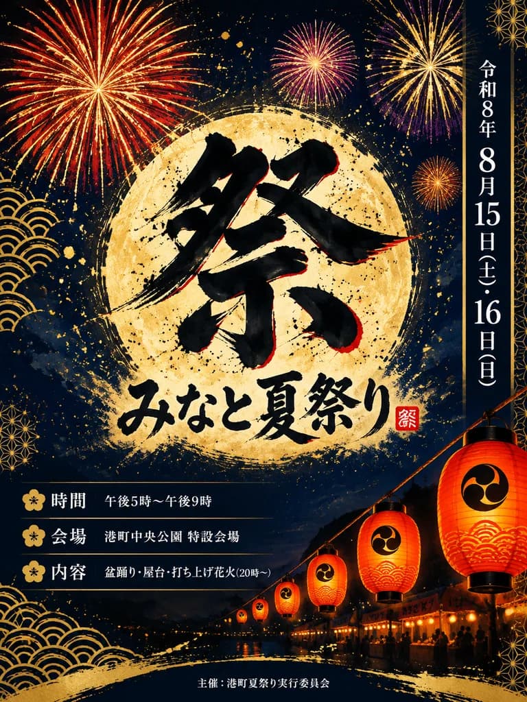 Japanese Summer Festival Calligraphy Poster