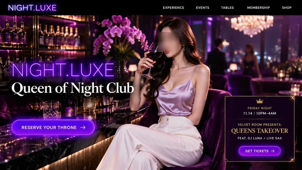 Luxury Nightclub Hero Web Design