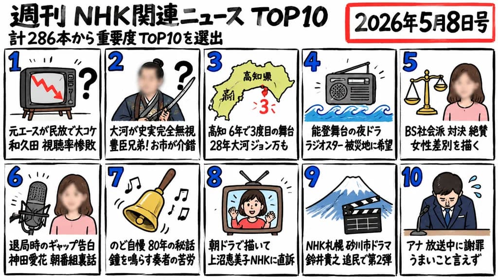 Japanese Hand-Drawn Weekly News Ranking Infographic