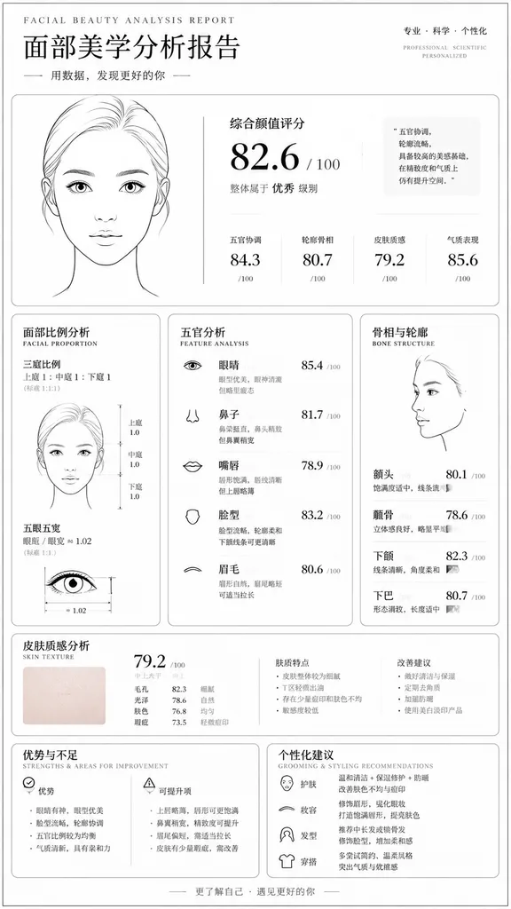 美顔分析レポート インフォグラフィック