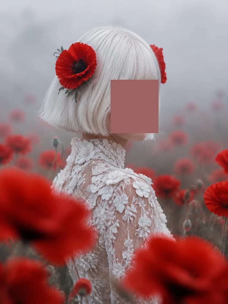 Misty Poppy Field Couture Portrait