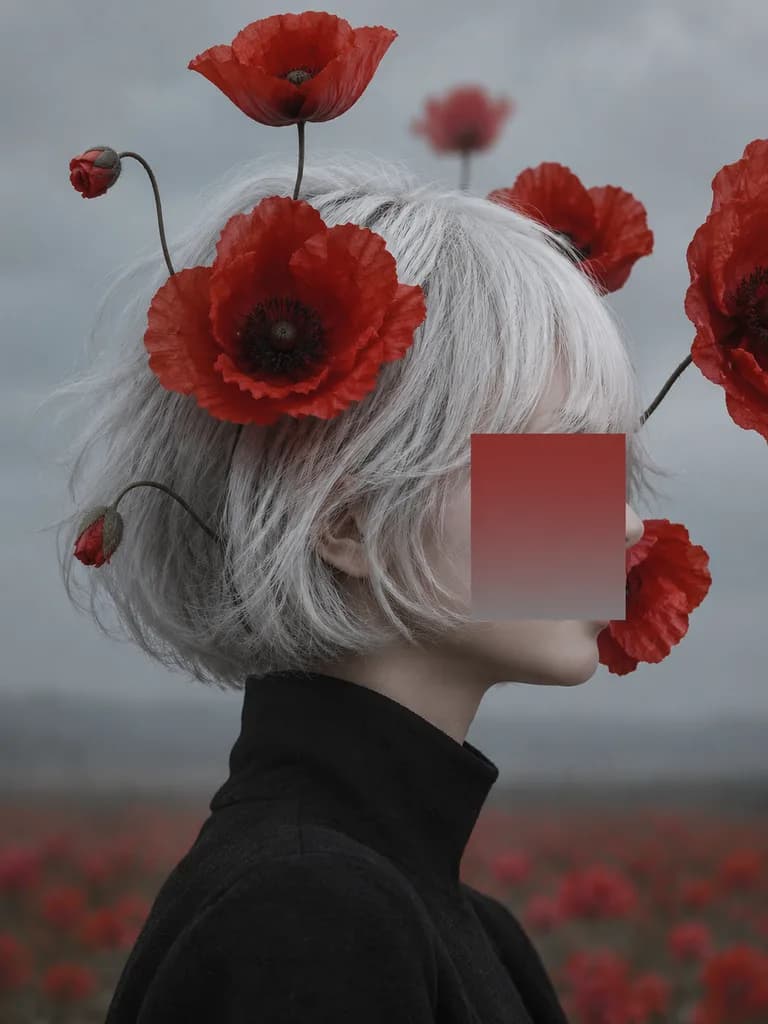 Surreal Poppy Crown Fine Art Portrait