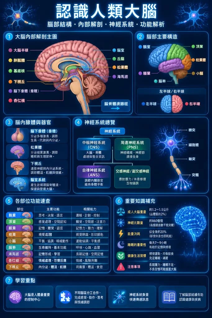 Human Brain Anatomy Educational Poster