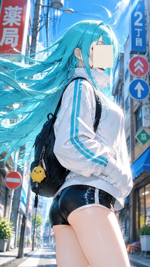 Anime Streetwear Girl in Japanese Alley