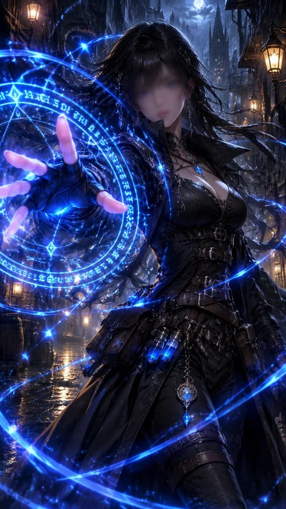 Gothic Anime Mage Casting Magic