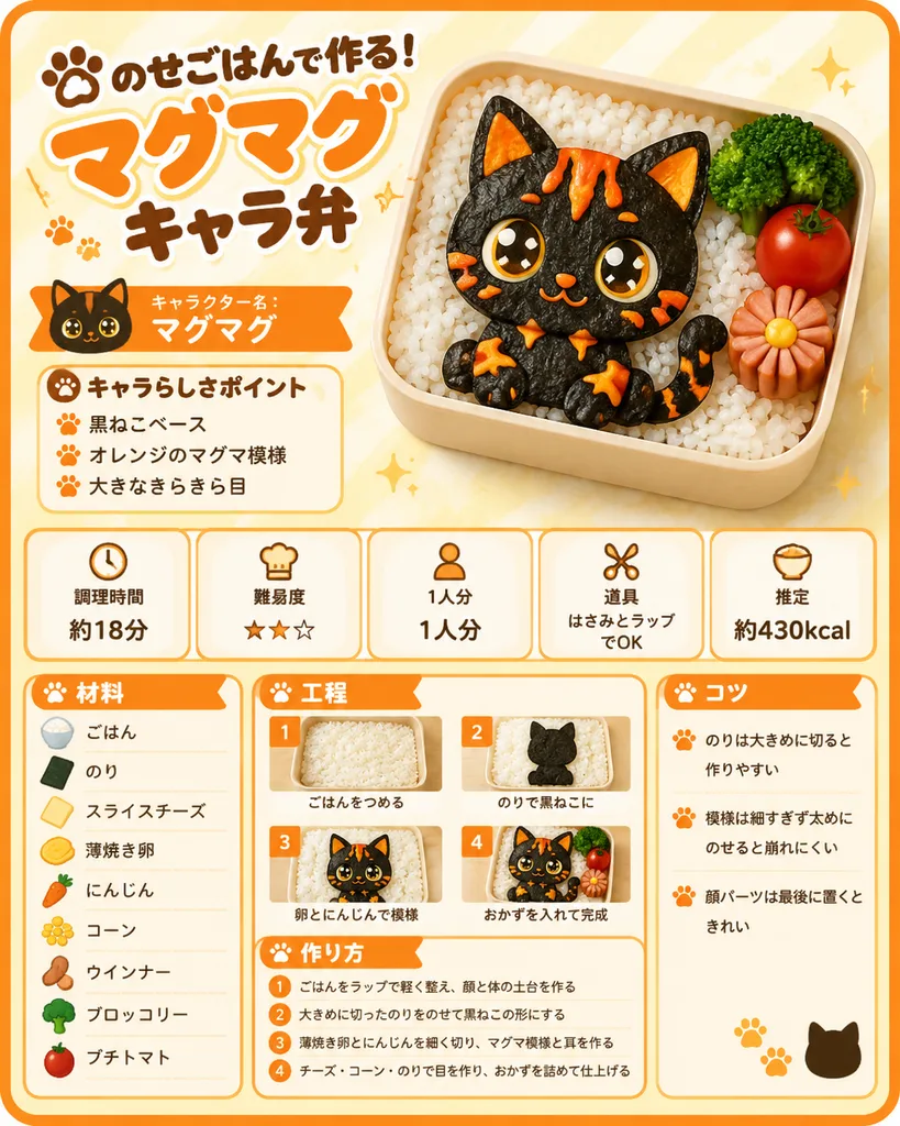 Kawaii Character Bento Recipe Infographic