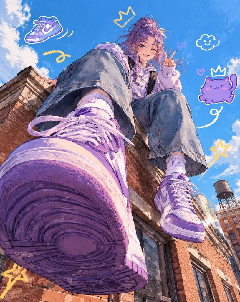 Giant Cartoon Sneaker Rooftop Campaign