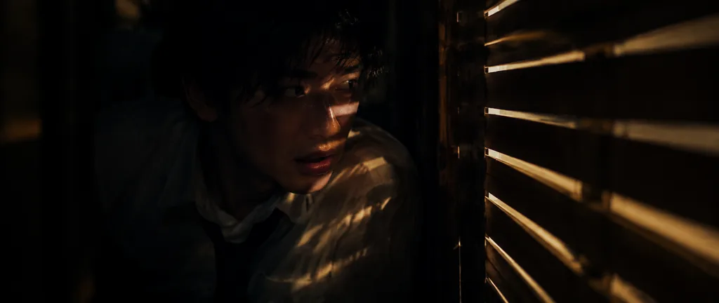 Man Hiding in Shadows Behind Blinds