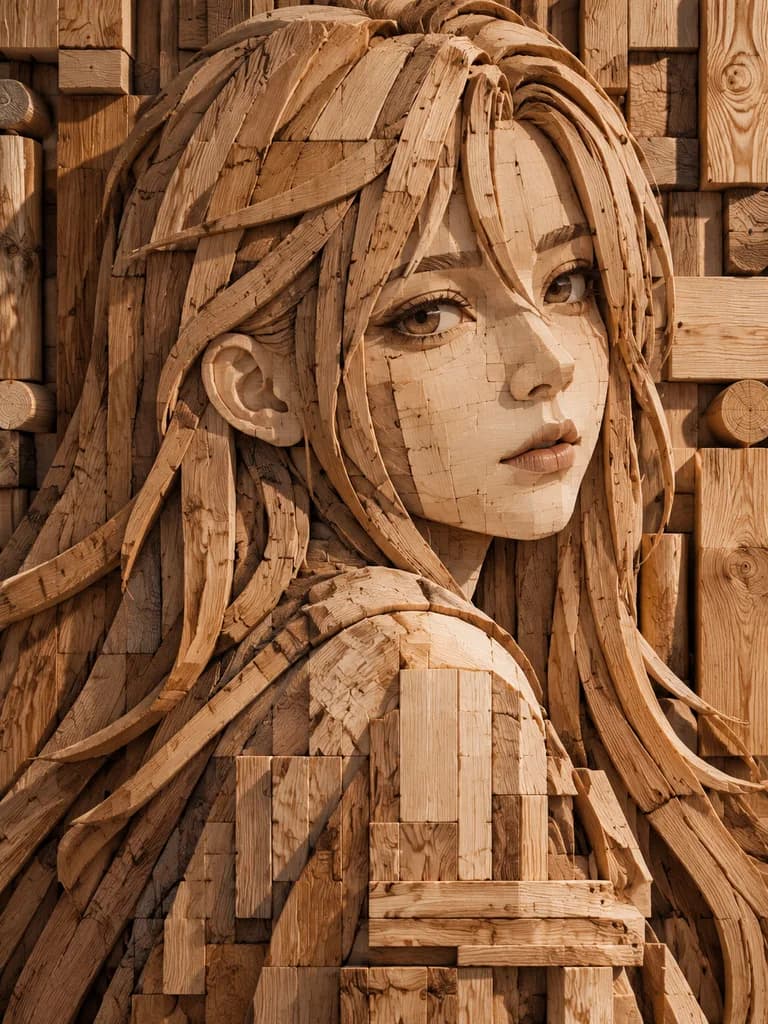 Modular Carved Wood Block Relief