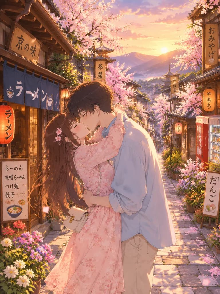 京都黃昏浪漫動漫街道場景