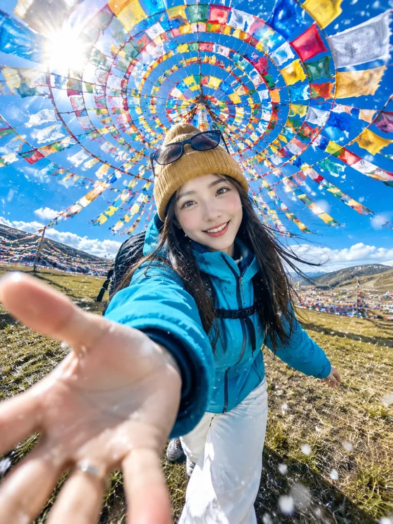 Tibetan Prayer Flag Highland Travel Selfie