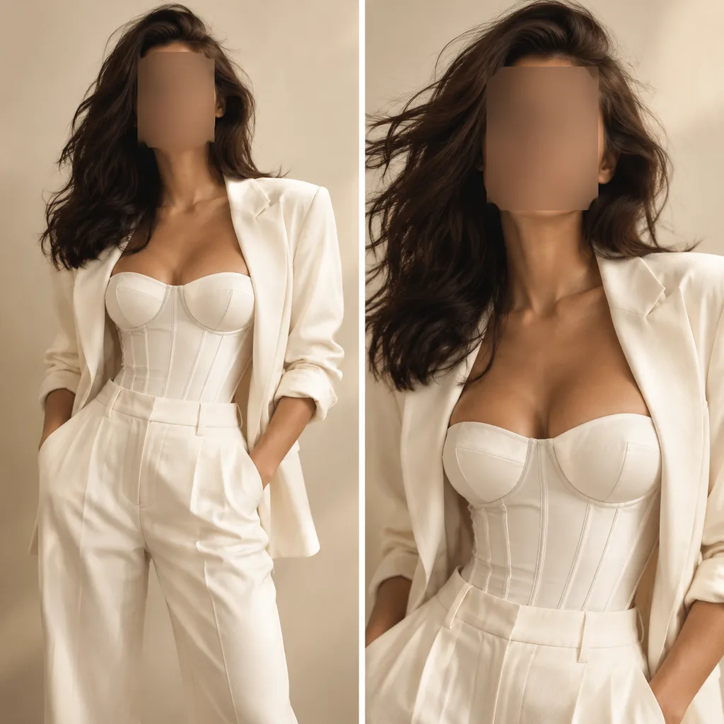 Ivory Tailored Suit Fashion Diptych