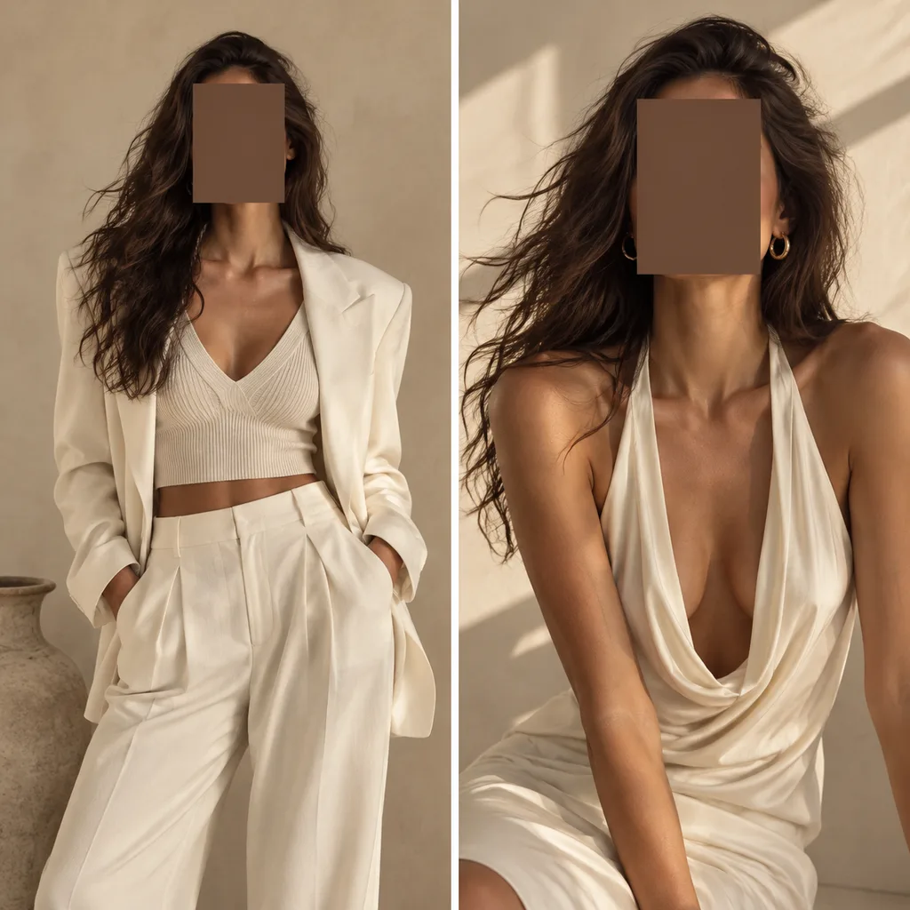 Minimalist Neutral Resort Wear Editorial Diptych