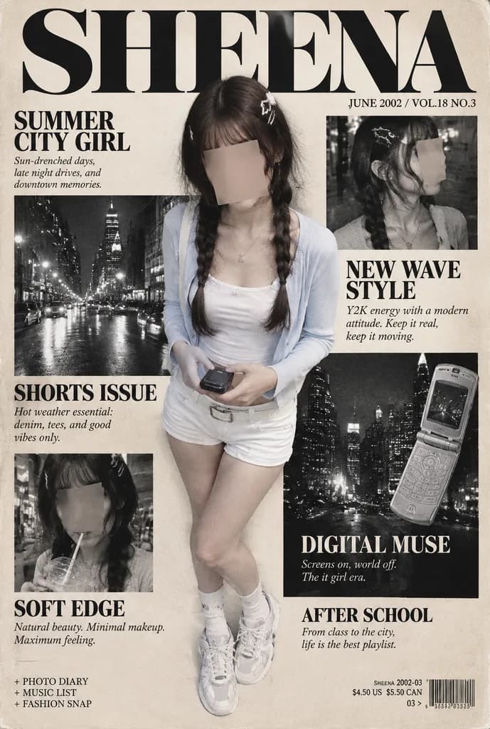 Retro Y2K City Girl Magazine Cover