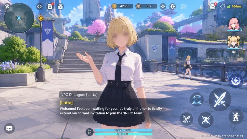 Futuristic Anime Gacha Game Dialogue Screen