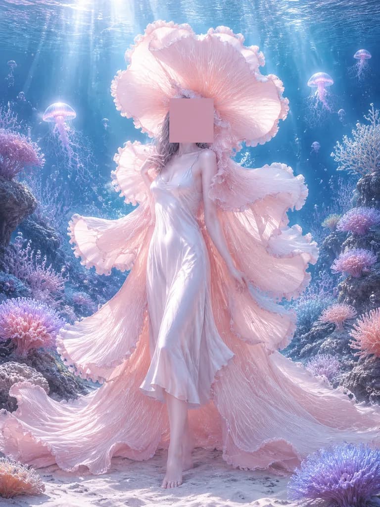Underwater Petal Gown Anime Maiden