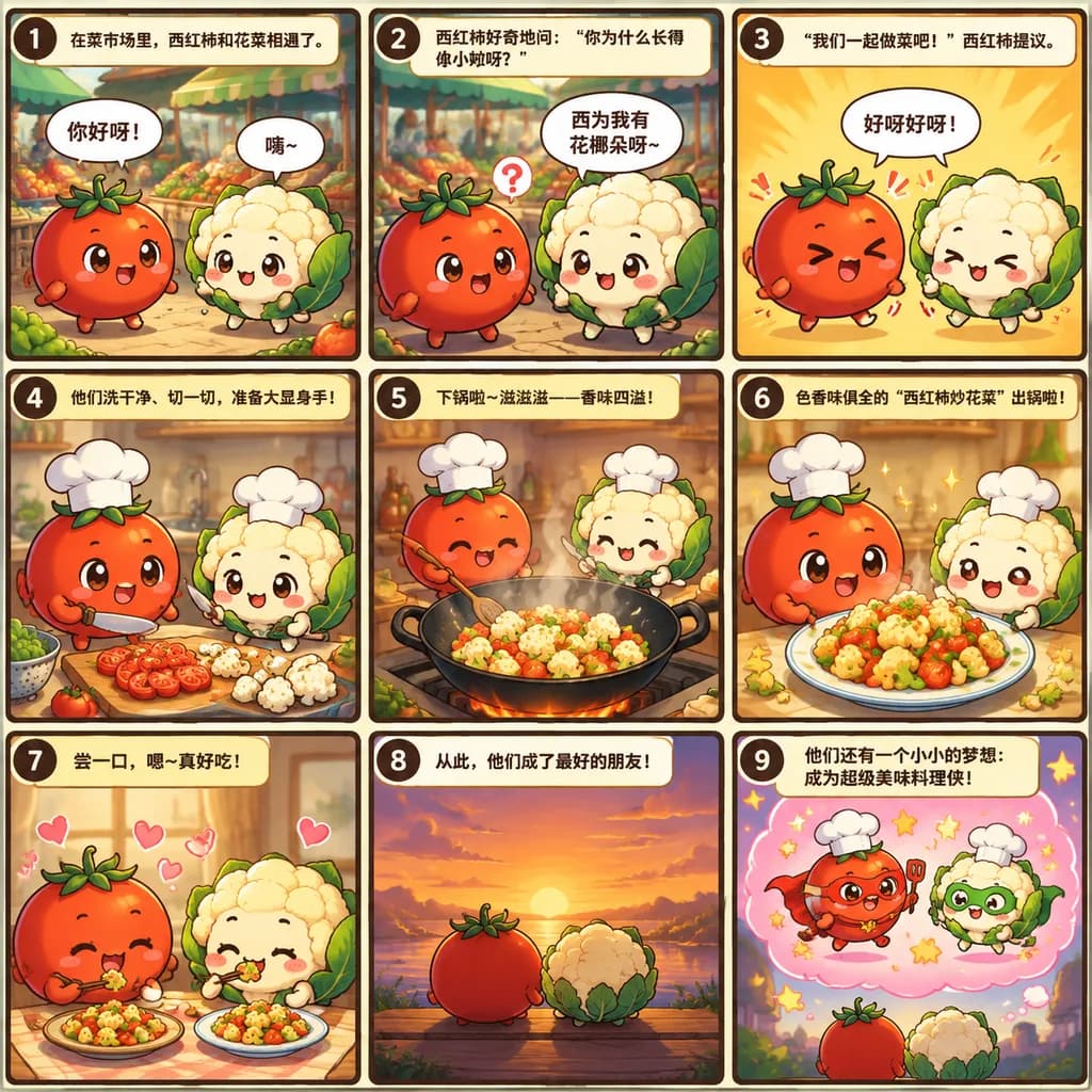 野菜のなかよし9コマストーリー漫画