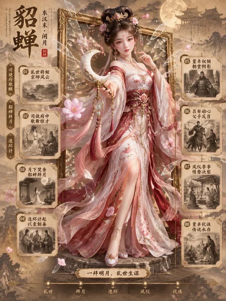 中国歴史美女フレームブレイクアーカイブポスター
