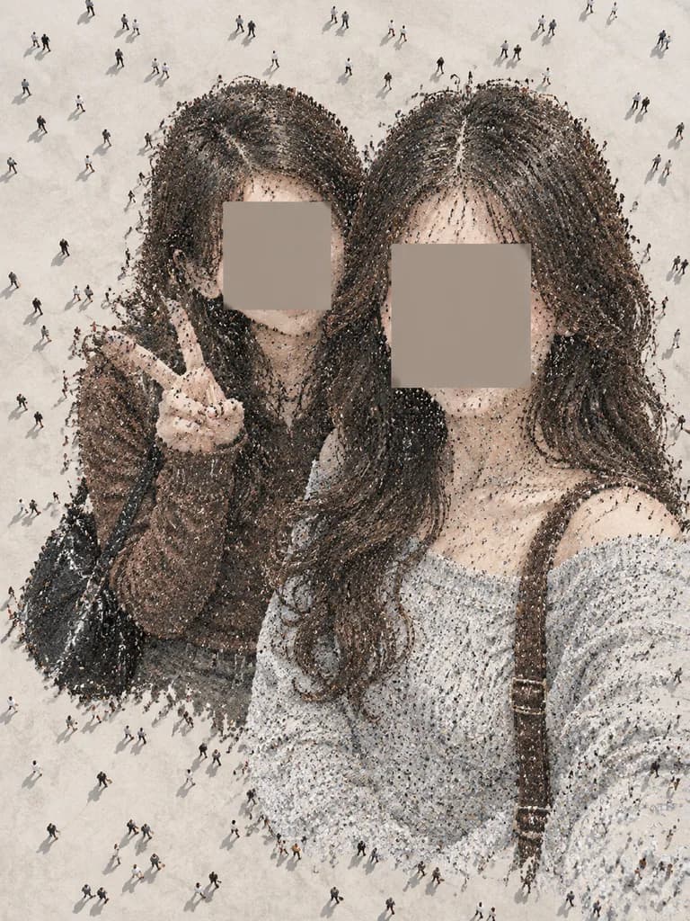 항공 군중 모자이크 셀카 초상화