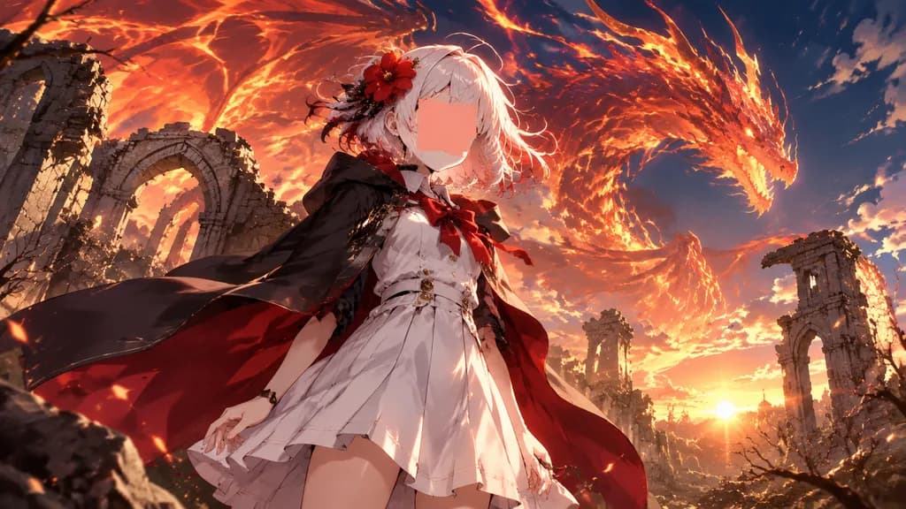 遺跡の魔法使い少女と炎のドラゴン