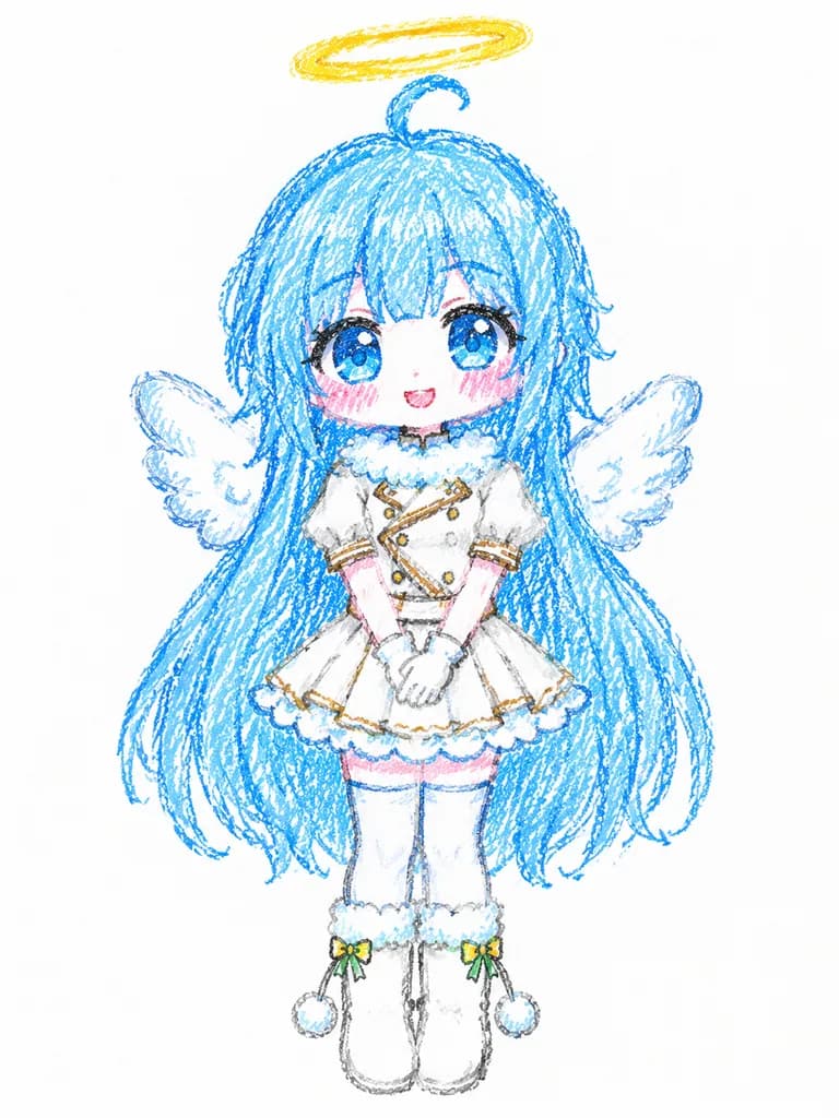 Crayon Doodle Chibi Angel Girl