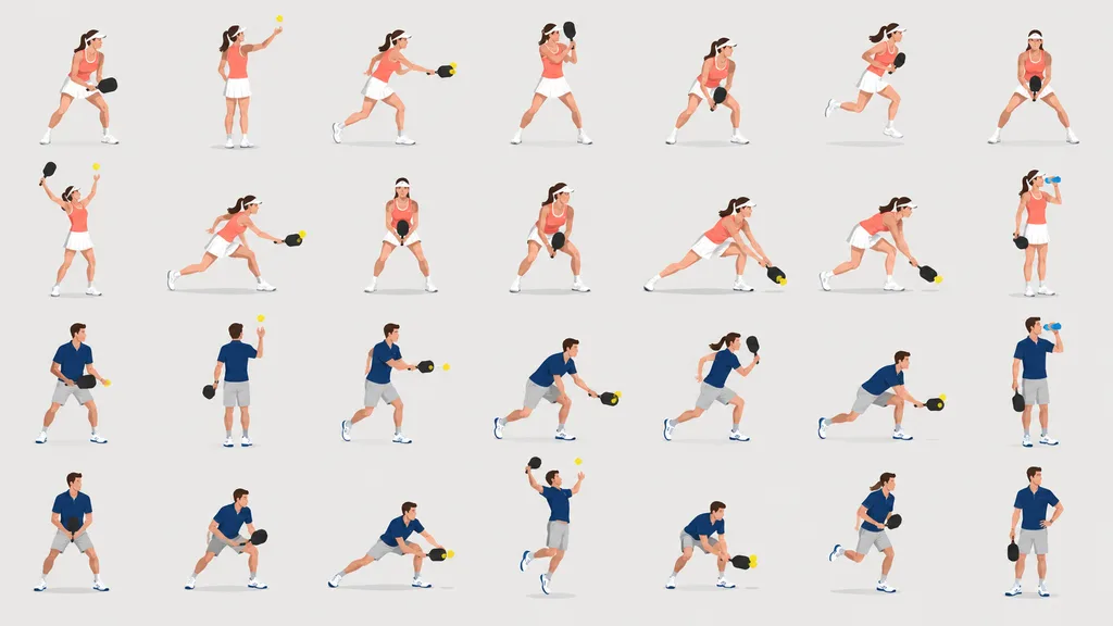 Pickleball Player Vector Pose Grid