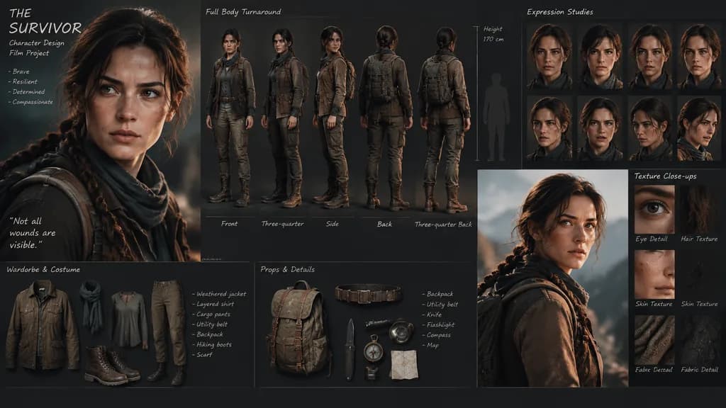 Cinematic Film Character Design Board