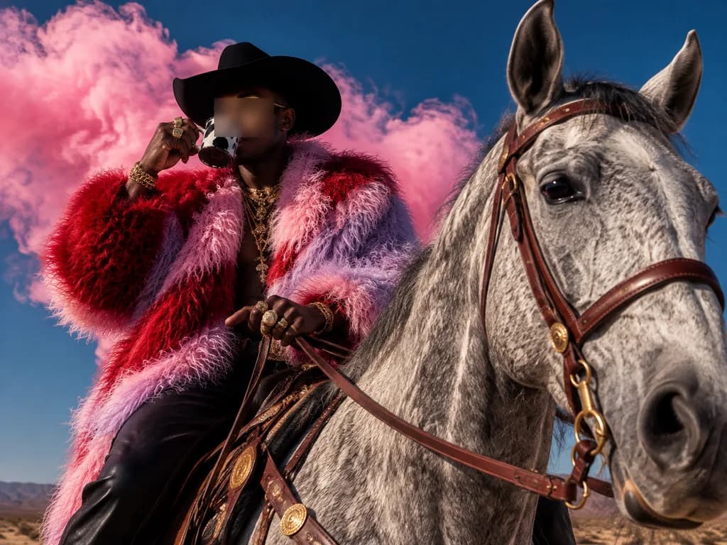 Surreal Western Fashion Editorial on Horseback