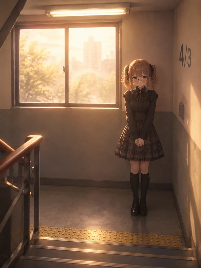 Anime Girl Stairwell Photo Composite