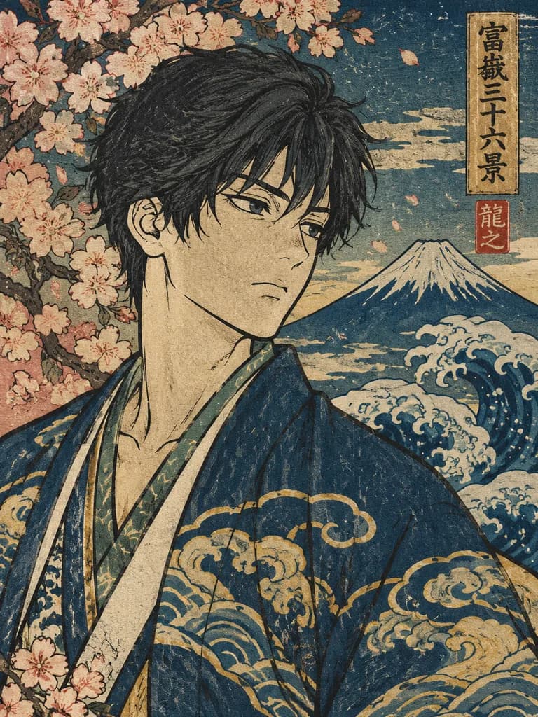Japanese Ukiyo-e Woodblock Portrait Transformation