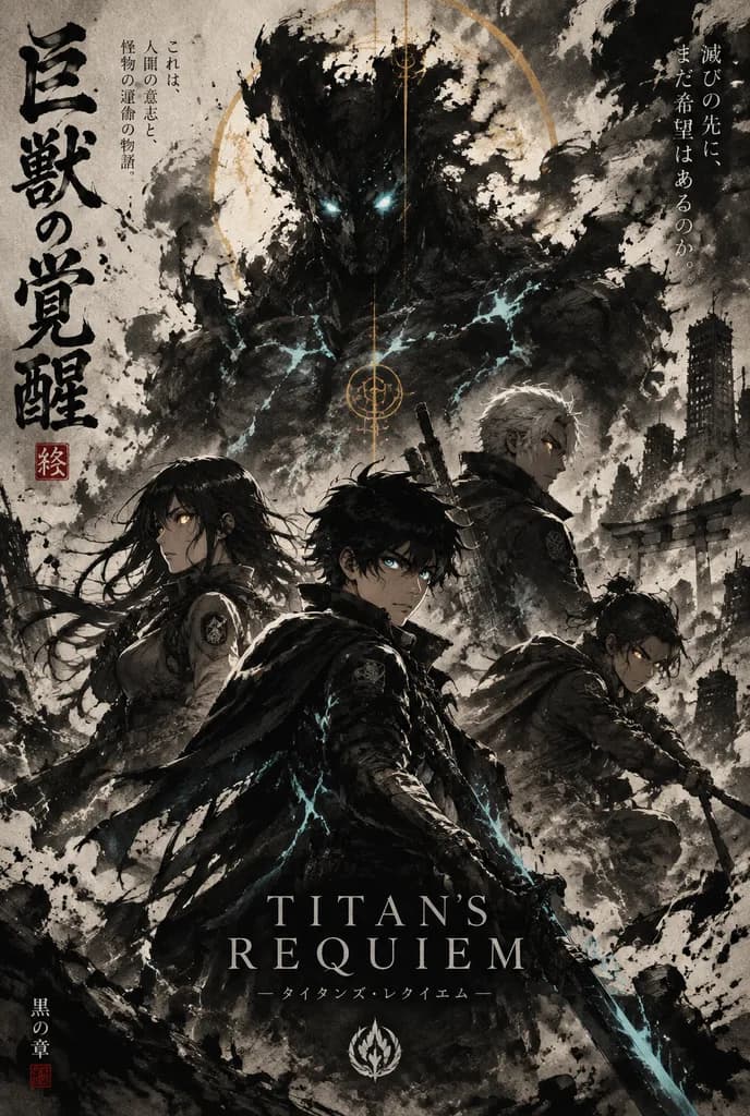 Dark Ink Wash Anime Movie Poster