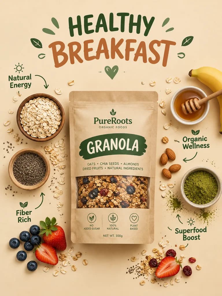Healthy Breakfast Infographic Flat Lay Poster