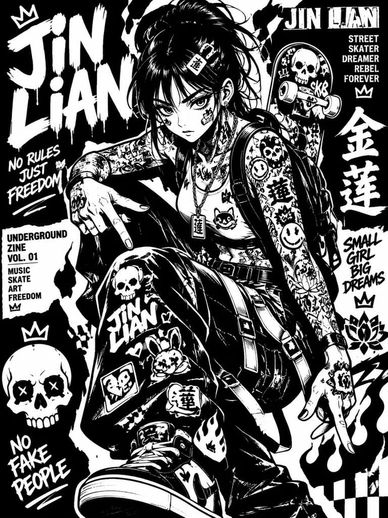 Monochrome Sticker-Bomb Street Poster
