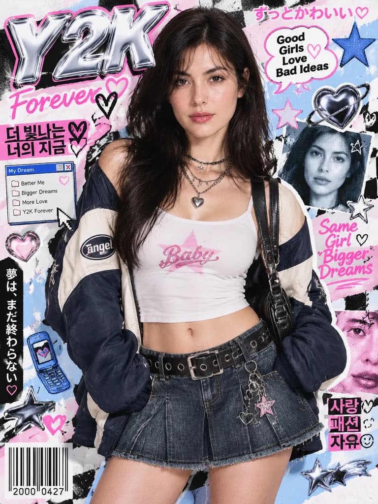 Y2K Korean Street Fashion Editorial Poster
