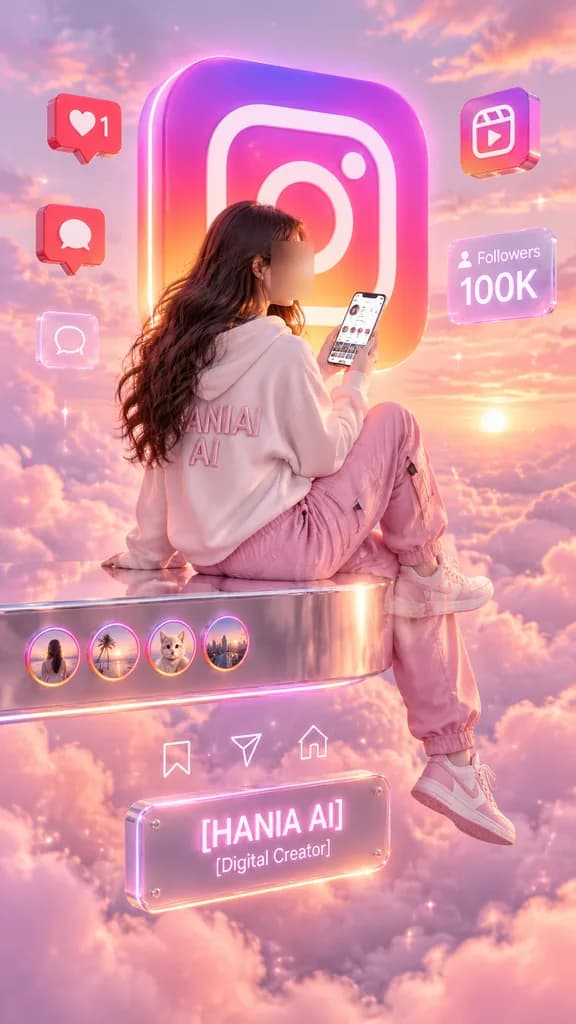 Floating 3D Social Media Creator Portrait
