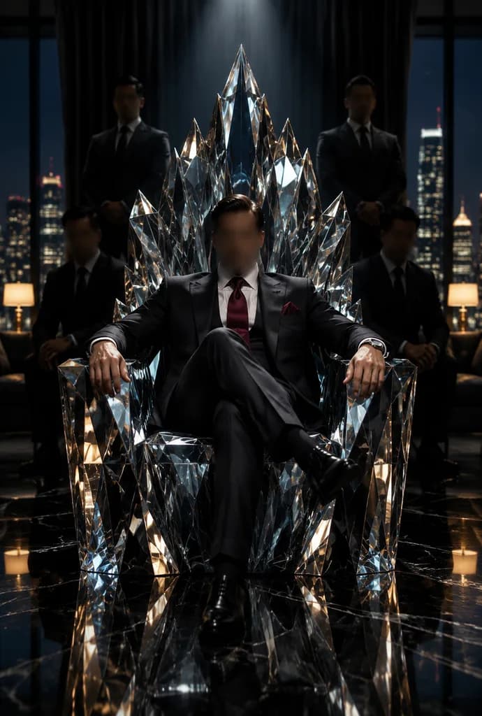 Businessman on Faceted Crystal Throne