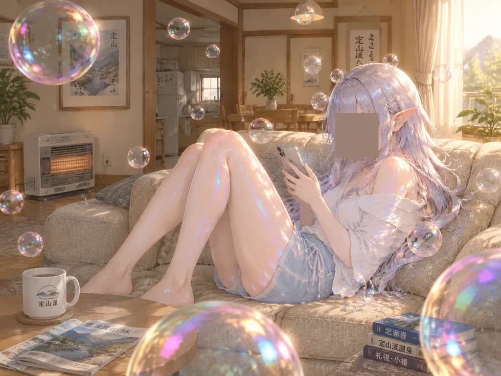 くつろぎのリビングとシャボン玉のエルフ