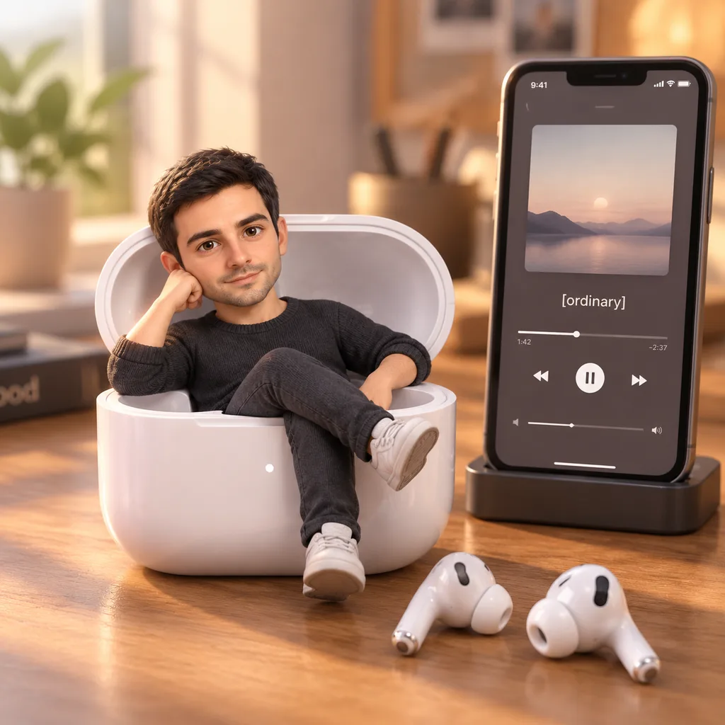 Miniature Pixar Character in Earbuds Case