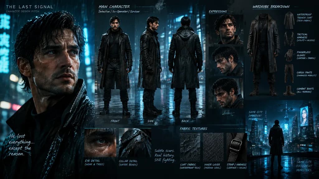 Neo-Noir Film Character Design Board