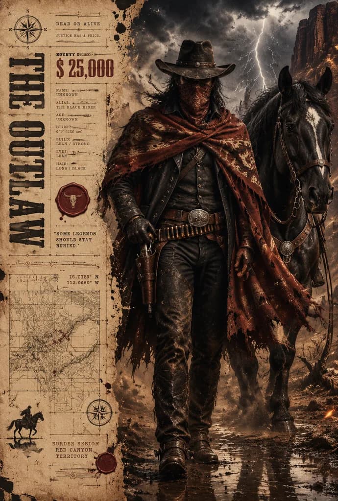 Dark Western Outlaw Character Poster